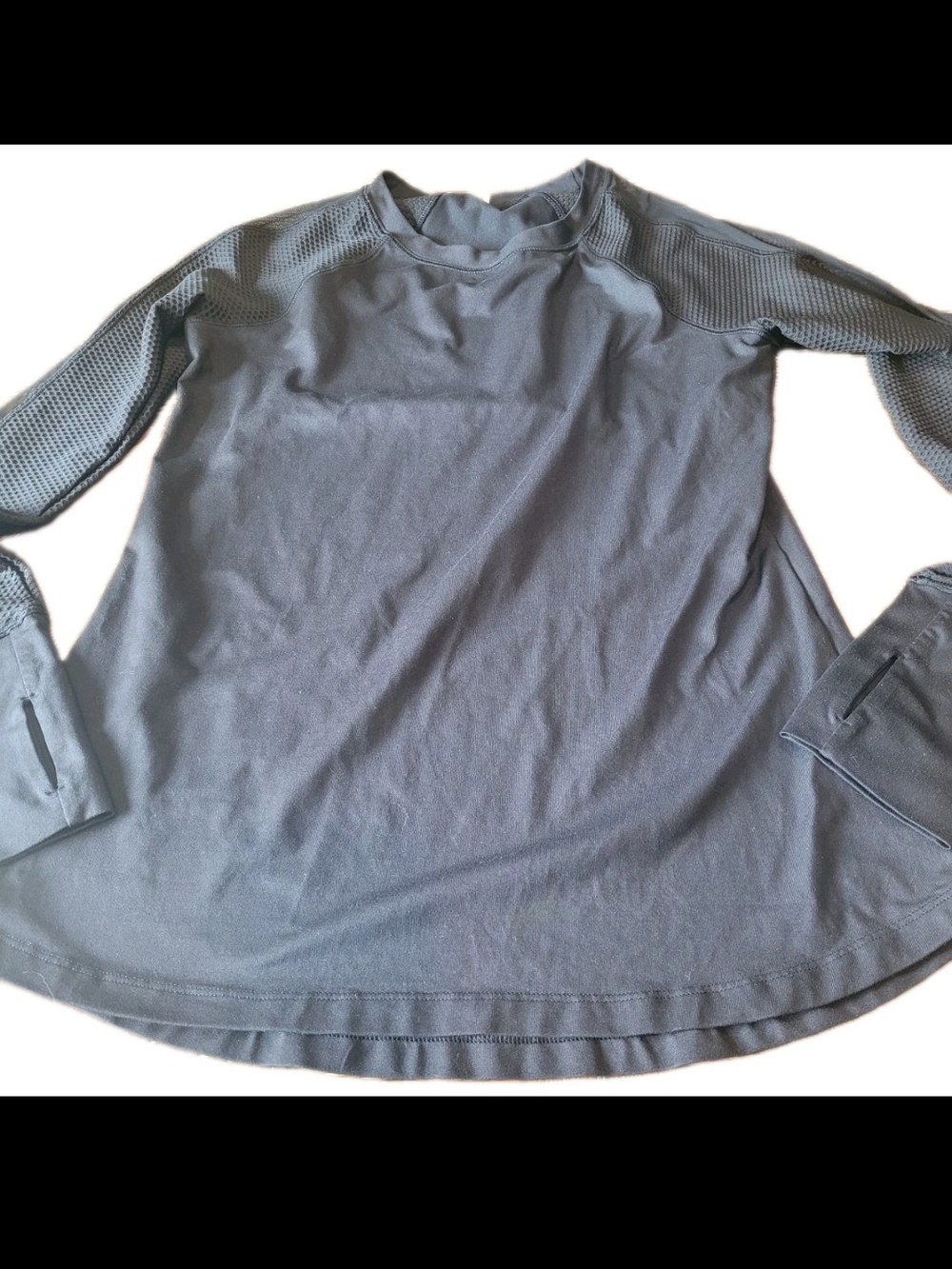 90 Degree by Reflex Women’s S Black Mesh Long Sleeve Athletic Top Thumbholes